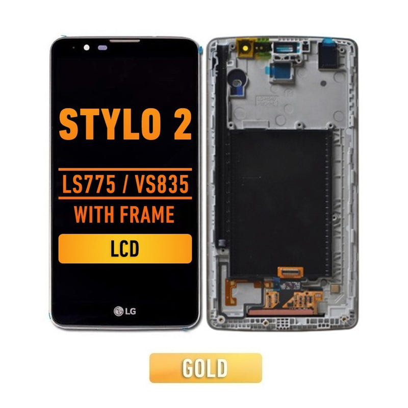 LG G Stylo 2 (LS775 / VS835) LCD Screen Assembly Replacement With Frame (Gold)