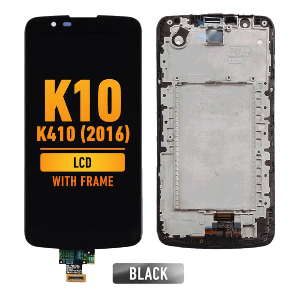 LG K10 K410 (2016) LCD Screen Assembly Replacement With Frame (Black)