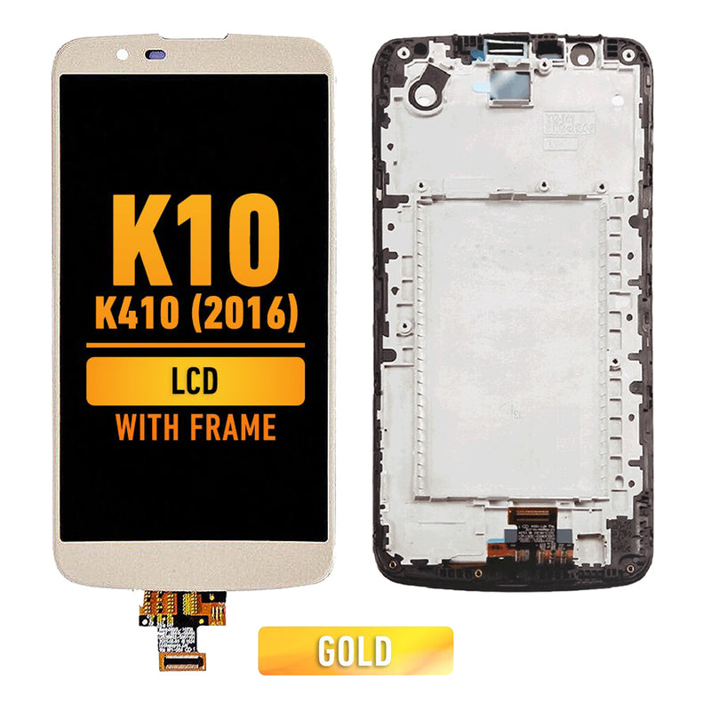 LG K10 K410 (2016) LCD Screen Assembly Replacement With Frame (Gold)