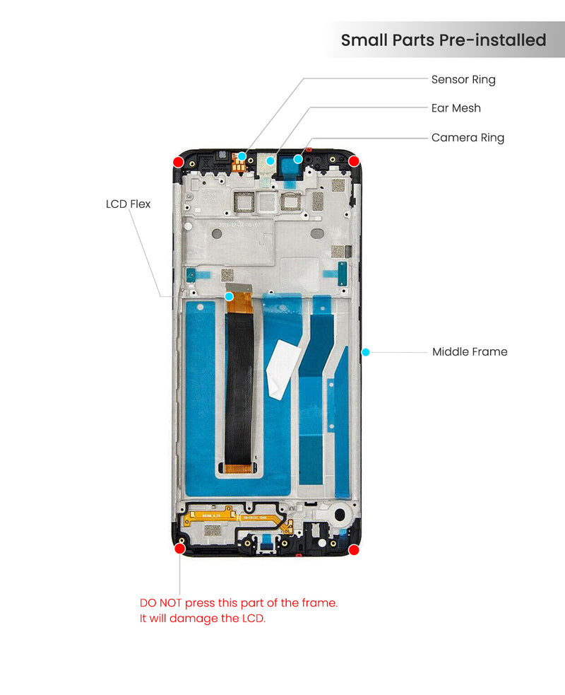 LG K50s LCD Screen Assembly Replacement With Frame (Black)