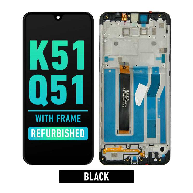 LG K51 / Q51 K500 LCD Screen Assembly Replacement With Frame (Refurbished) (Black)