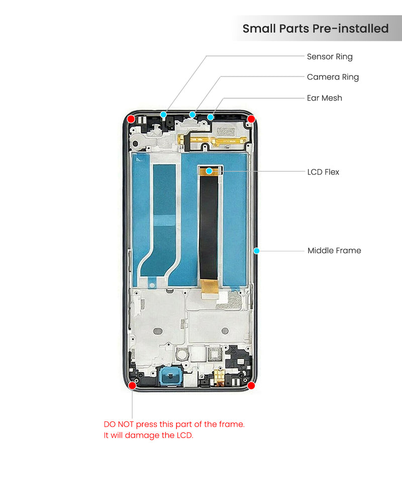 LG K51 / Q51 LCD Screen Assembly Replacement With Frame (Refurbished) (Midnight Green)