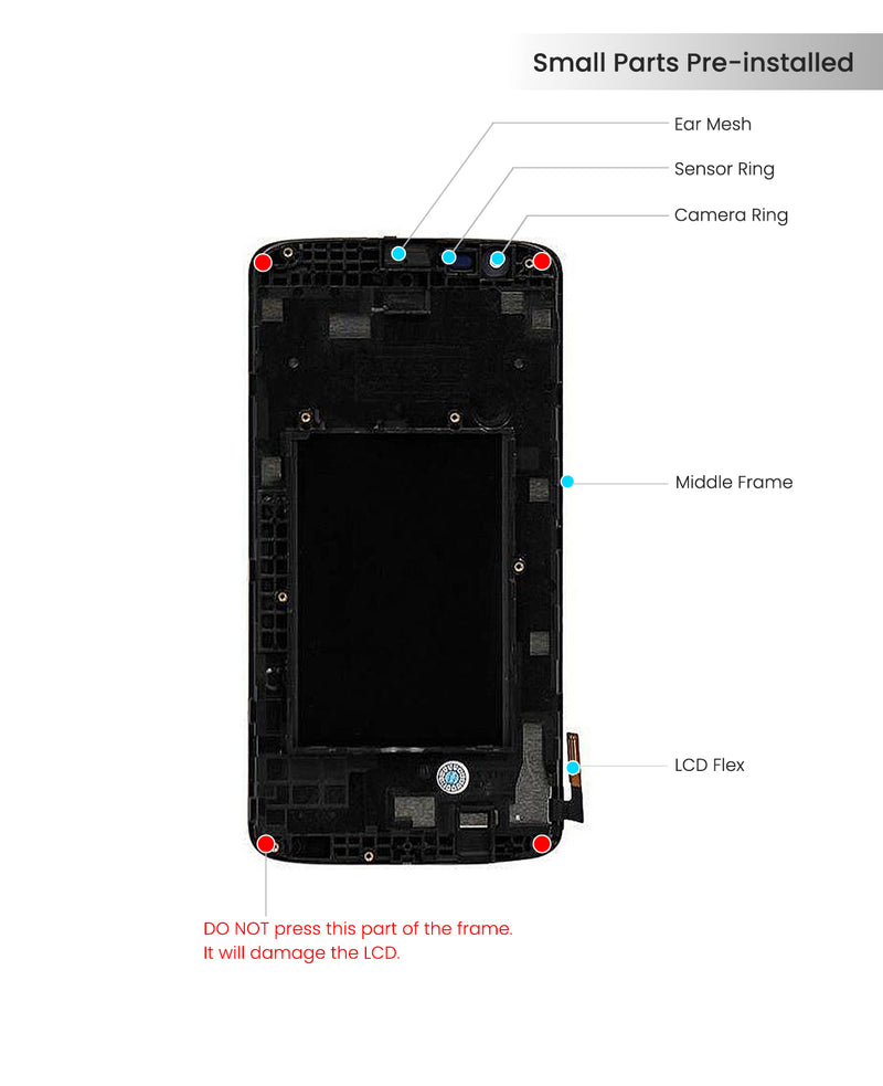 LG K7 / Tribute 5 (LS675/MS330) LCD Screen Assembly Replacement With Frame (Black)