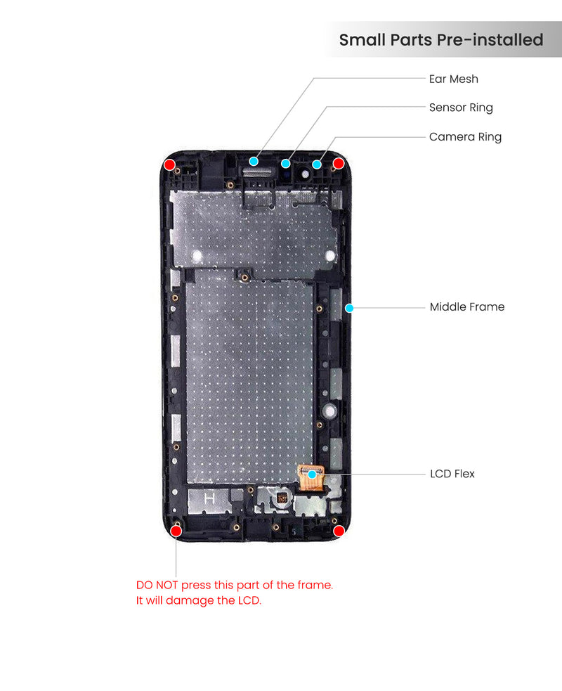 LG K8 (2017) / Aristo LCD Screen Assembly Replacement With Frame (US Version) (Black)