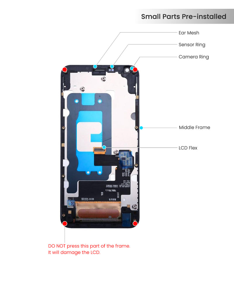LG Q6 / Q6 Plus / Q6 Prime (M700 / X600) LCD Screen Assembly Replacement With Frame (All Colors)