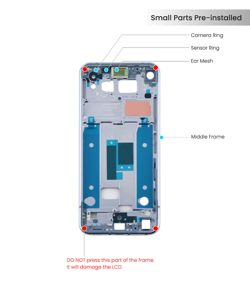 LG Q70 LCD Screen Assembly Replacement With Frame (Mirror Blue)