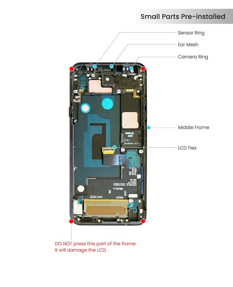 LG Q7 / Q7 Plus / Q7 Alpha LCD Screen Assembly Replacement With Frame (Silver)