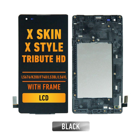 LG Tribute HD  Ls676  / X Skin F740) /  (X Style K200 / L53BL / L56VL) LCD Screen Assembly Replacement With Frame (Black)