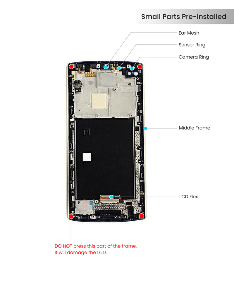 LG V10 LCD Screen Assembly Replacement With Frame (Black)