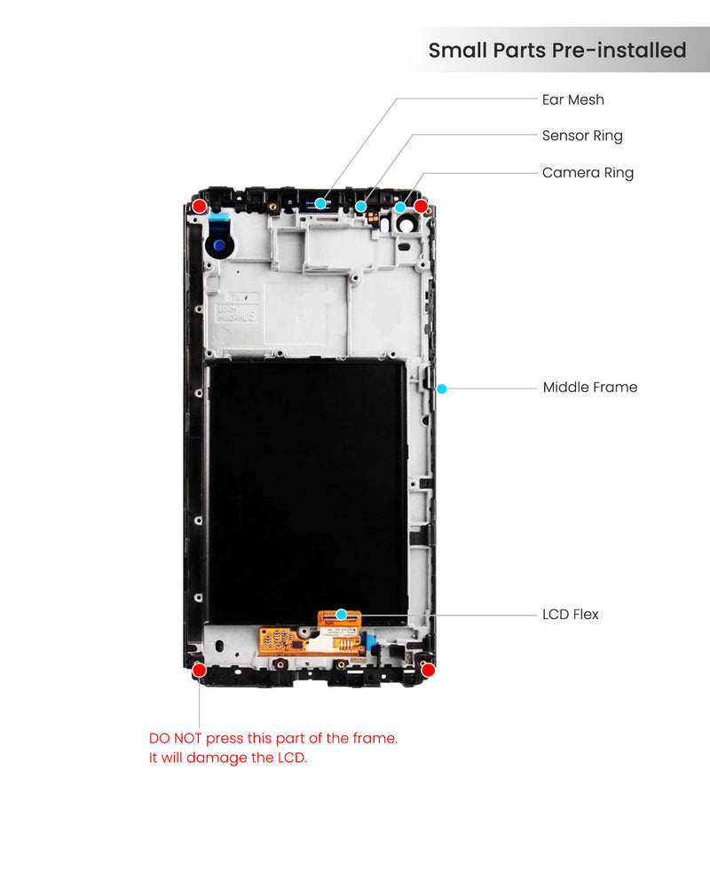 LG V20 (H910) LCD Screen Assembly Replacement With Frame (Black)