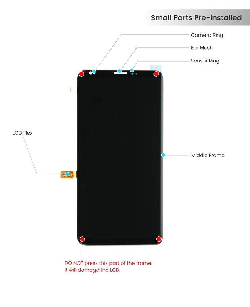 LG V30 / V30 Plus / V30S ThinQ LCD Screen Assembly Replacement With Frame (Moroccan Blue)