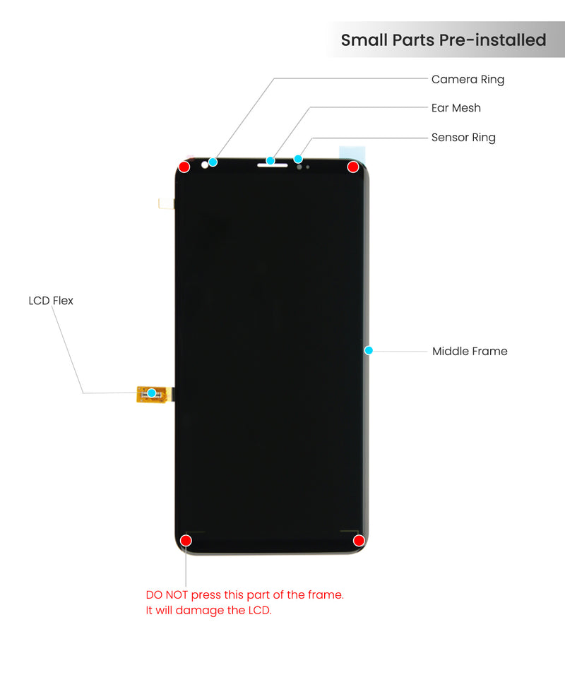 LG V30 / V30 Plus / V30S ThinQ LCD Screen Assembly Replacement With Frame (Aurora Black)