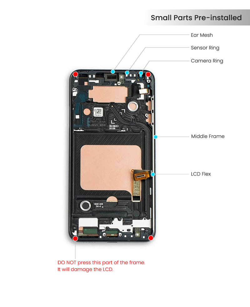 LG V40 ThinQ LCD Screen Assembly Replacement With Frame (US Version) (Platinum Gray)