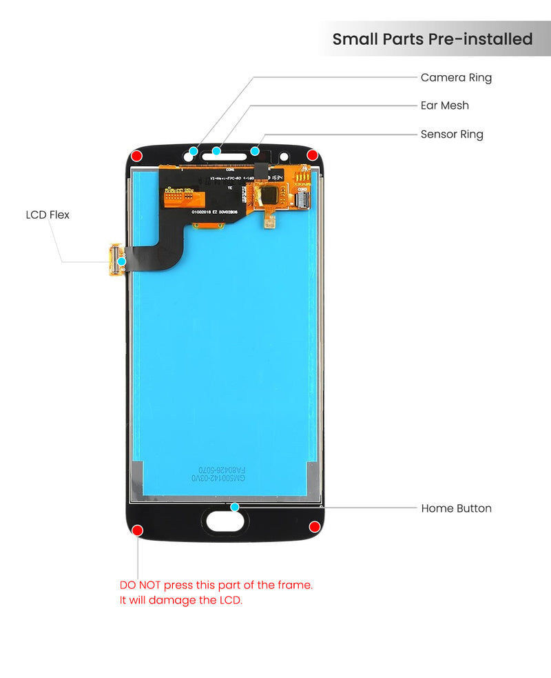 Motorola E4 (XT1764 / XT1767 / XT1768)  LCD Screen Assembly Replacement Without Frame (Refurbished) (Gold)