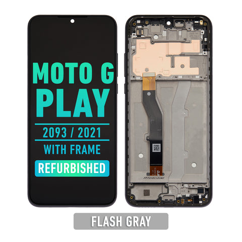 Motorola G Play 2021 (XT2093) LCD Screen Assembly Replacement With Frame (Refurbished) (Flash Gray)