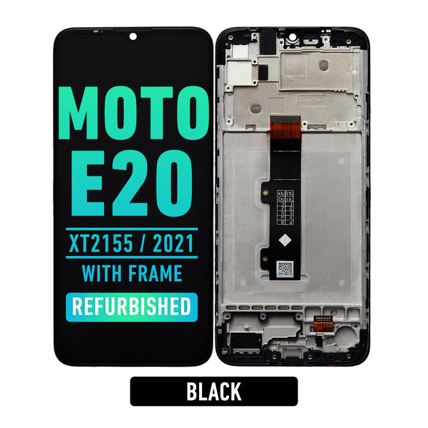 Motorola Moto E20 (XT2155 / 2021) LCD Screen Assembly Replacement With Frame	(Refurbished) (Black)