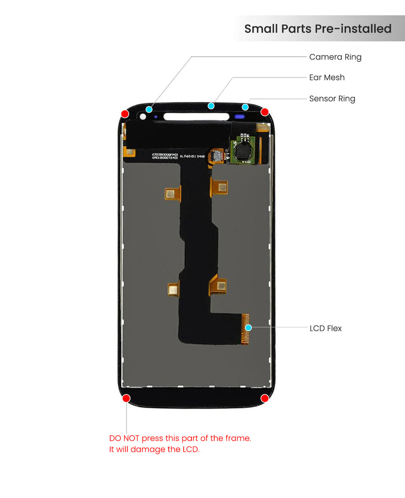 Motorola Moto E2 (XT1527) LCD Screen Assembly Replacement Without Frame (Refurbished) (White)