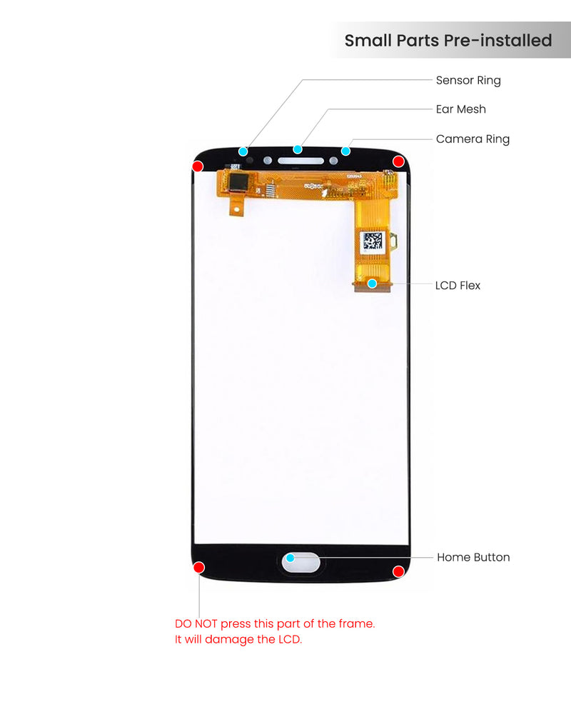 Motorola Moto E4 Plus (XT1775) LCD Screen Replacement Without Frame (Refurbished) (Gold)