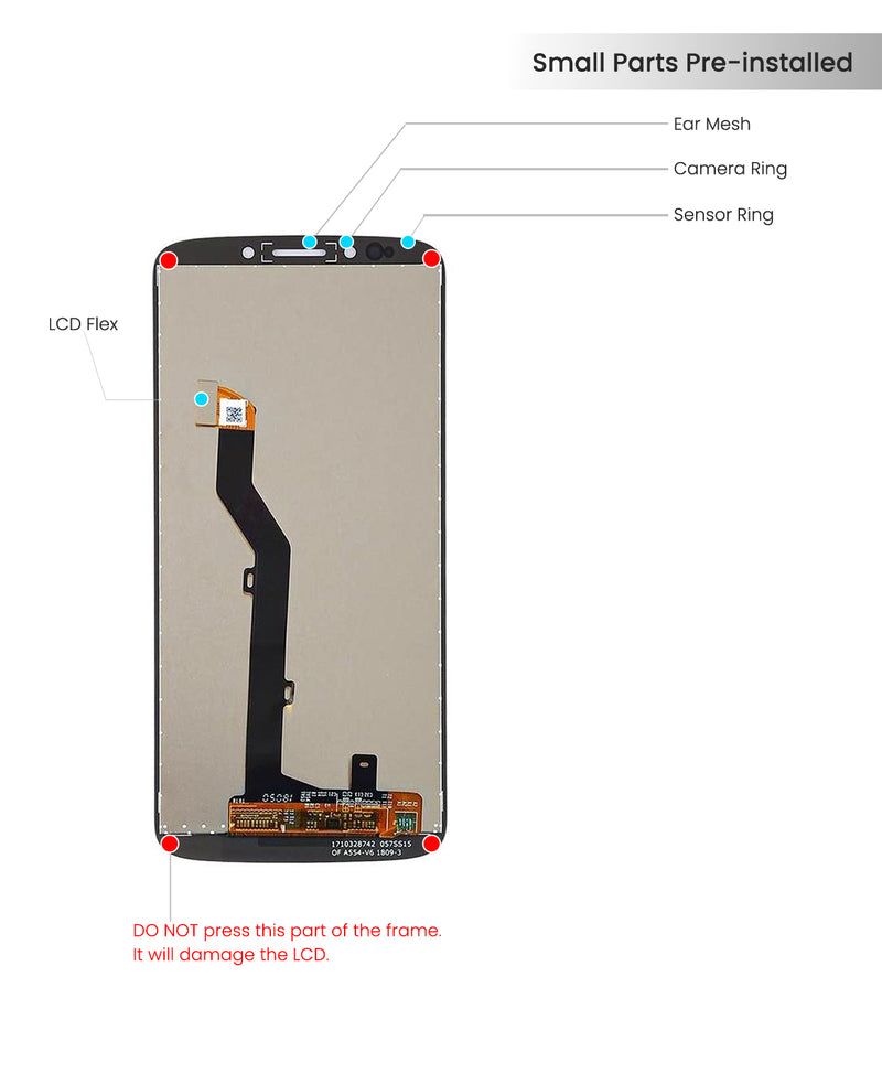 Motorola Moto E5 (XT1944) LCD Screen Assembly Replacement Without Frame (Refurbished) (Black)