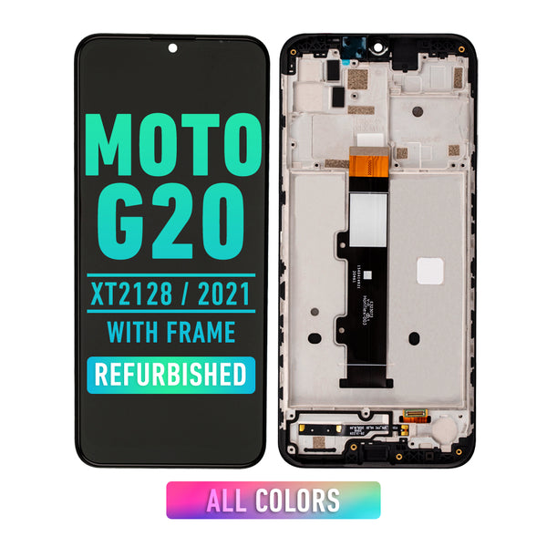 Motorola Moto G20 (XT2128 / 2021) LCD Screen Assembly Replacement With Frame (Refurbished) (All Colors)