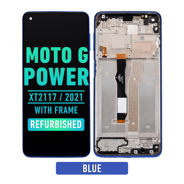 Motorola Moto G Power (XT2117 / 2021) LCD Screen Assembly Replacement With Frame (Refurbished) (Blue)