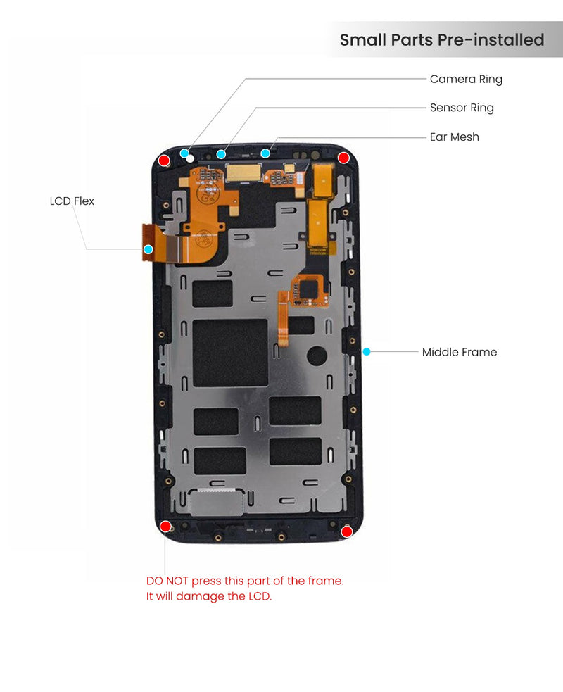 Motorola Moto X2 (XT1096) LCD Screen Assembly Replacement With Frame (Refurbished) (Black)