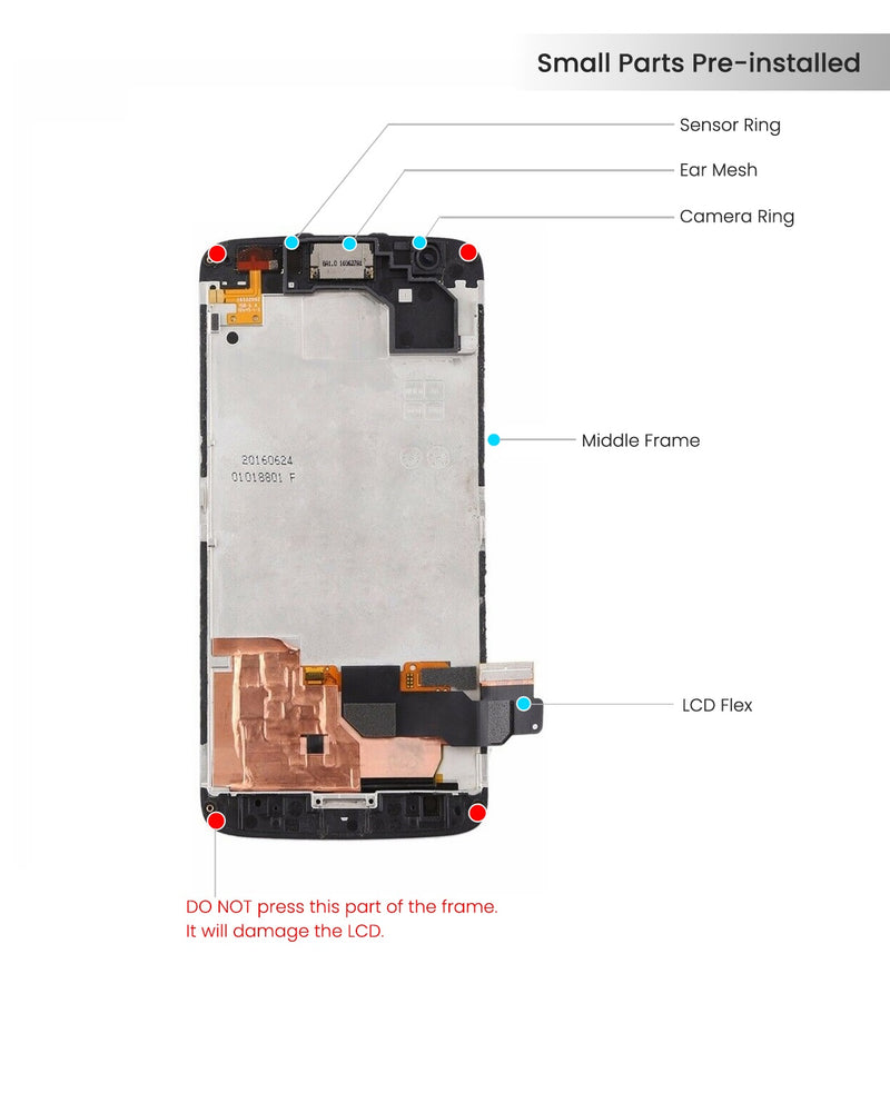 Motorola Moto Z Force Droid (XT1650-02) LCD Screen Assembly Replacement Without Frame (Refurbished) (Black)