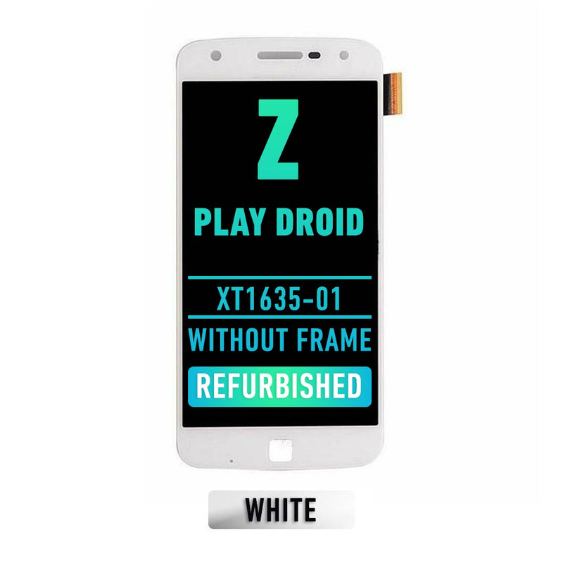 Motorola Moto Z Play Droid (XT1635-01) LCD Screen Assembly Replacement Without Frame (Refurbished) (White)