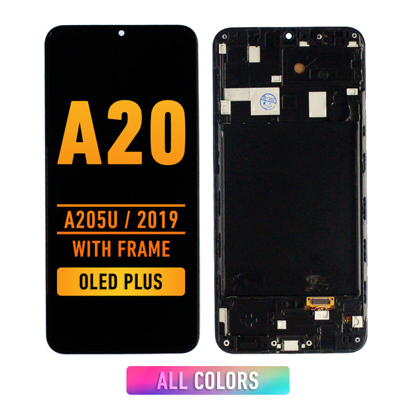 Samsung Galaxy A20 (A205U / 2019) OLED Screen Assembly Replacement With Frame (OLED PLUS) (All Colors)
