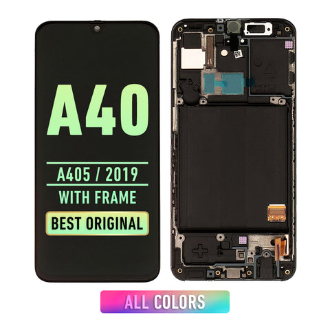Samsung Galaxy A40 (A405 / 2019) OLED Screen Assembly Replacement With Frame (Refurbished) (All Colors)