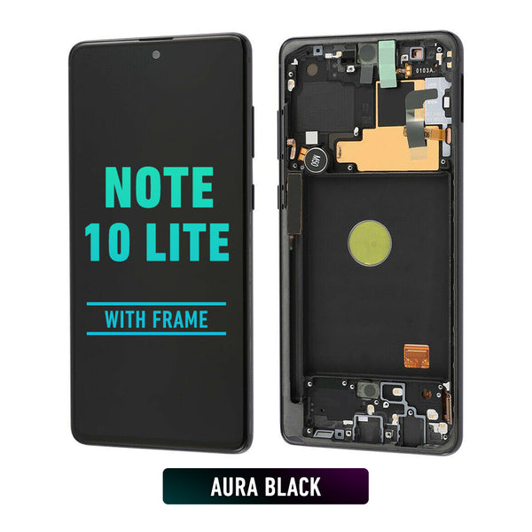 Samsung Galaxy Note 10 Lite OLED Screen Assembly Replacement With Frame (Refurbished) (Aura Black)