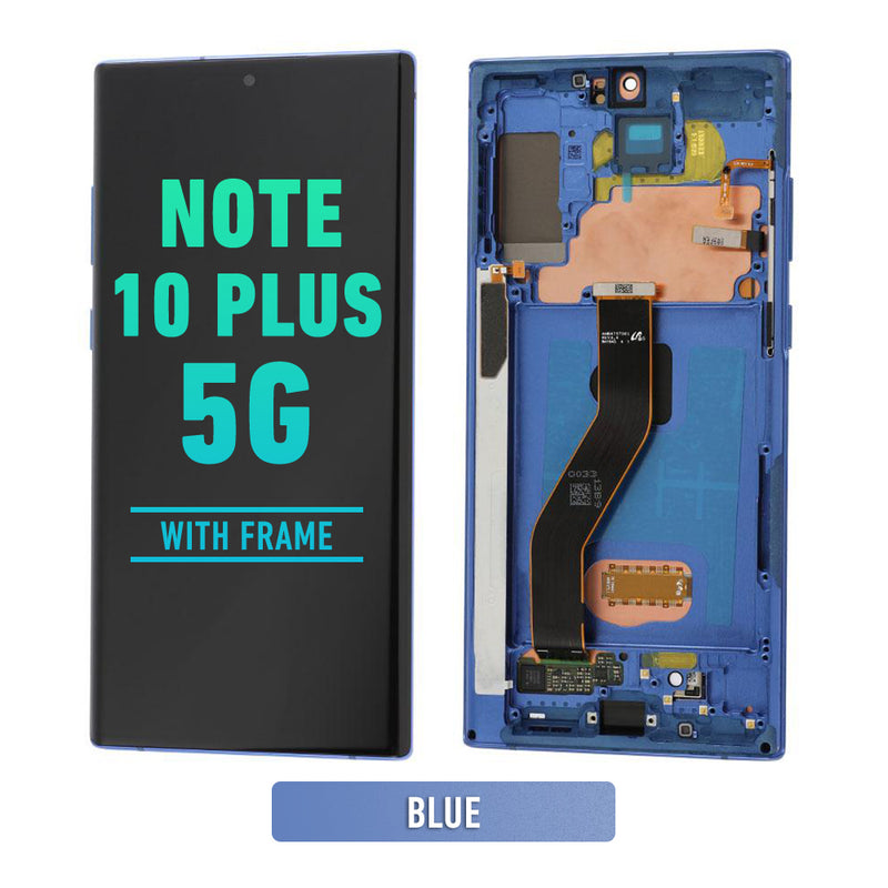 Samsung Galaxy Note 10 Plus / 5G OLED Screen Assembly Replacement With Frame (Refurbished) (Aura Blue)