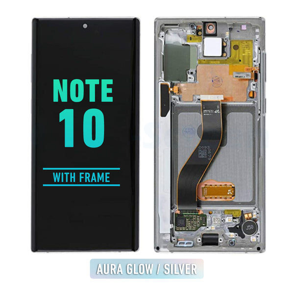Samsung Galaxy Note 10 OLED Screen Assembly Replacement With Frame (Refurbished) (Aura Glow / Silver)