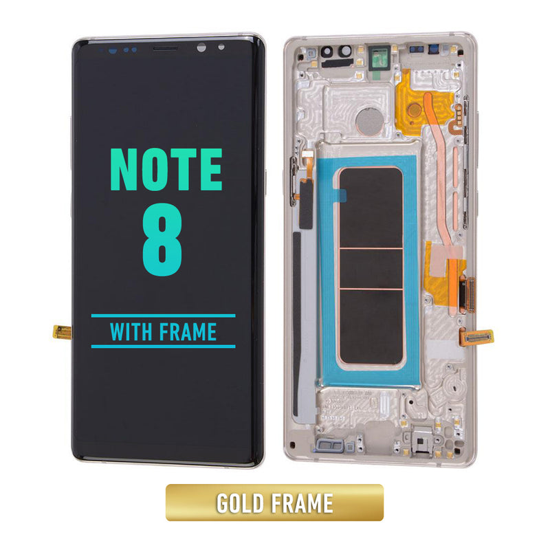Samsung Galaxy Note 8 OLED Screen Assembly Replacement With Frame (Refurbished) (Maple Gold)