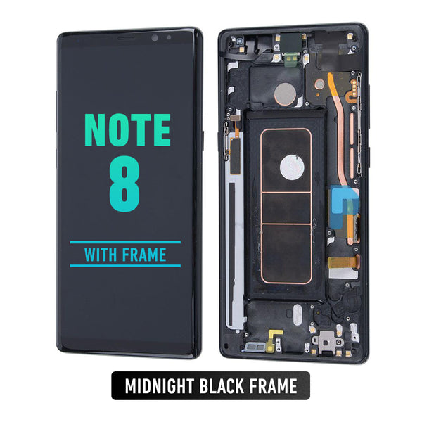 Samsung Galaxy Note 8 OLED Screen Assembly Replacement With Frame (Refurbished) (Midnight Black)