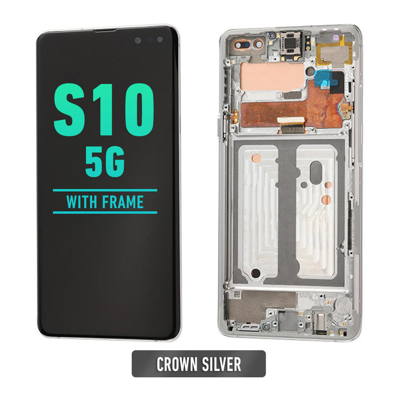 Samsung Galaxy S10 5G OLED Screen Assembly Replacement With Frame (Refurbished) (Crown Silver)