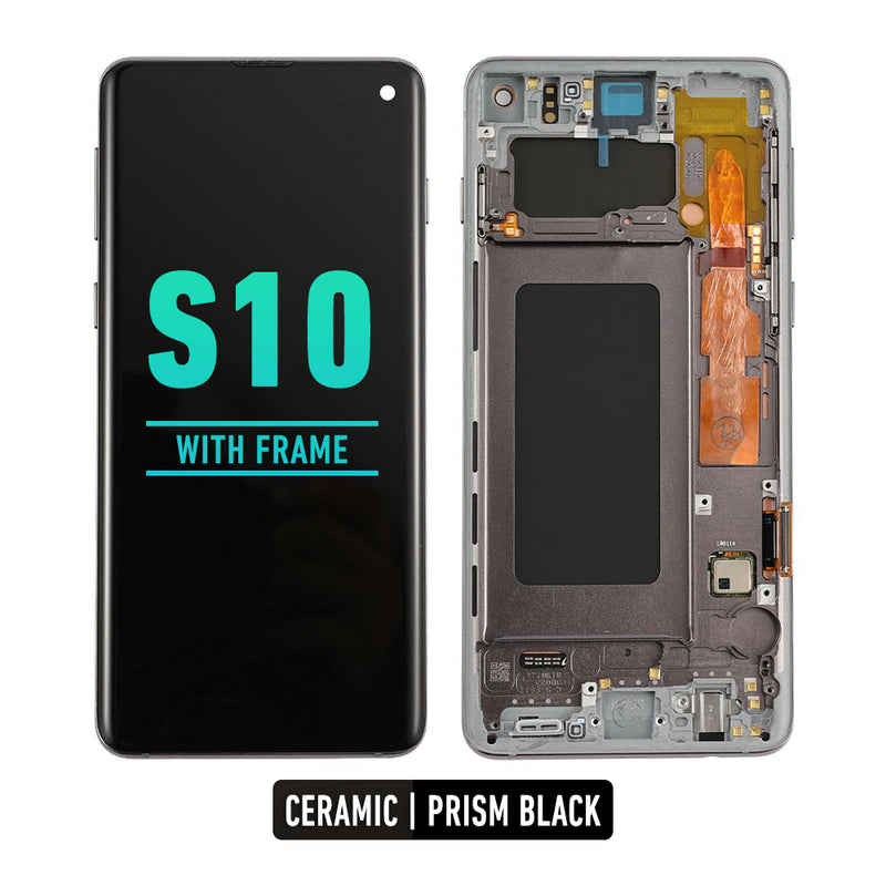 Samsung Galaxy S10 OLED Screen Assembly Replacement With Frame (Refurbished) (Ceramic / Prism Black)