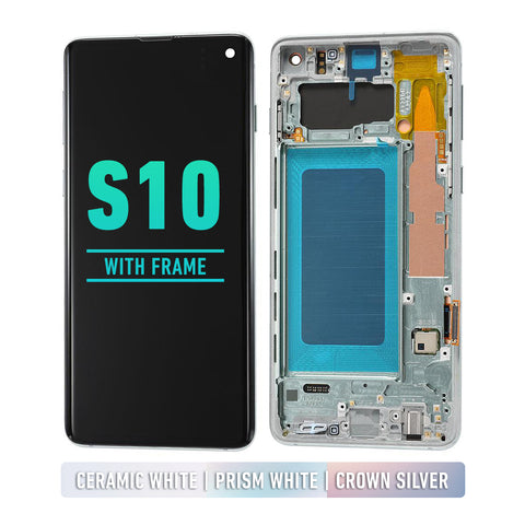 Samsung Galaxy S10 OLED Screen Assembly Replacement With Frame (Refurbished) (Ceramic White / Prism White / Crown Silver)