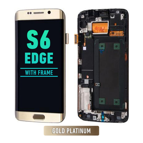 Samsung Galaxy S6 Edge OLED Screen Assembly Replacement With Frame (AT&T / T-Mobile / International) (Premium) (Gold Platinum)