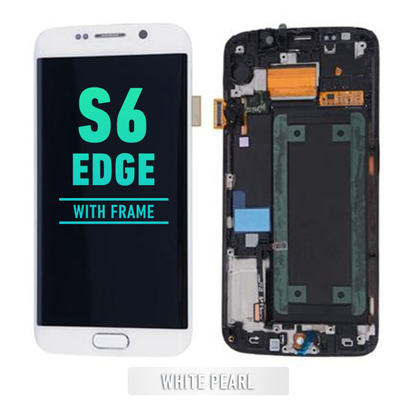 Samsung Galaxy S6 Edge OLED Screen Assembly Replacement With Frame (AT&T / T-Mobile / International) (Premium) (White Pearl / Silver)