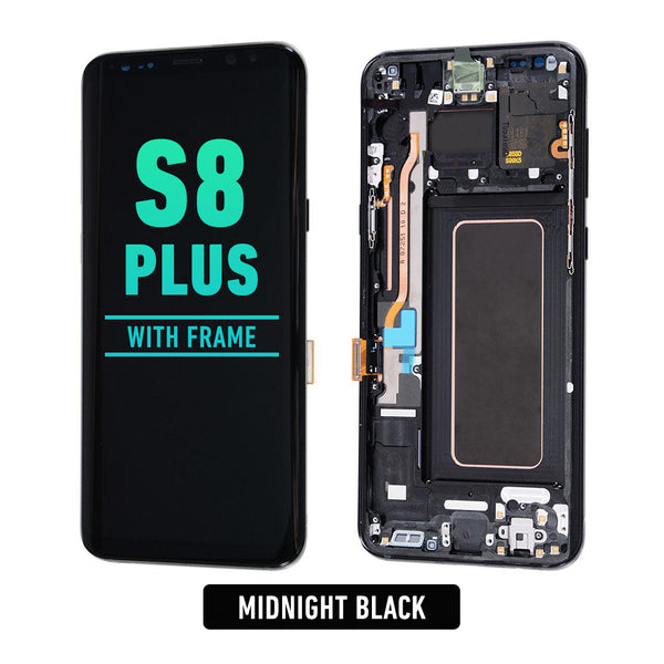Samsung Galaxy S8 Plus OLED Screen Assembly Replacement With Frame (Refurbished) (Midnight Black)