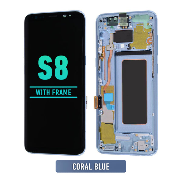 Samsung Galaxy S8 OLED Screen Assembly Replacement With Frame (Refurbished) (Coral Blue)