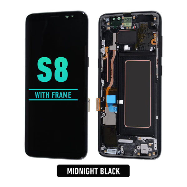 Samsung Galaxy S8 OLED Screen Assembly Replacement With Frame (Refurbished) (Midnight Black)