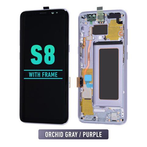 Samsung Galaxy S8 OLED Screen Assembly Replacement With Frame (Refurbished) (Orchid Gray / Purple)