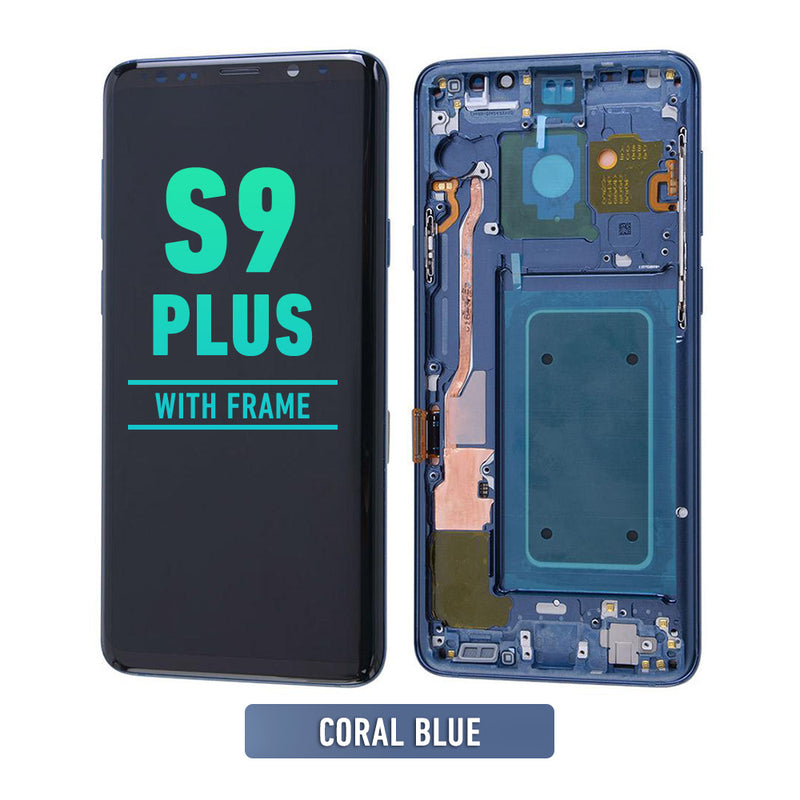 Samsung Galaxy S9 Plus OLED Screen Assembly Replacement With Frame (Refurbished) (Coral Blue)