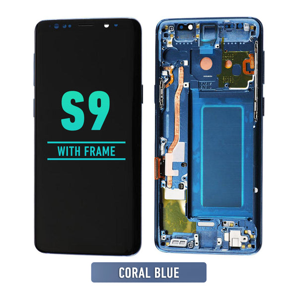 Samsung Galaxy S9 OLED Screen Assembly Replacement With Frame (Refurbished) (Coral Blue)