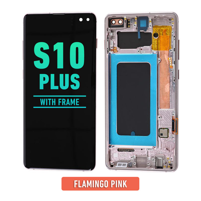 Samsung Galaxy S10 Plus OLED Screen Assembly Replacement With Frame (Refurbished) (Flamingo Pink)
