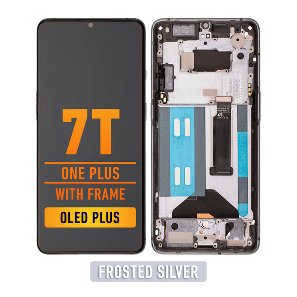 OnePlus 7T OLED Screen Assembly Replacement With Frame (OLED PLUS) (Frosted Silver)