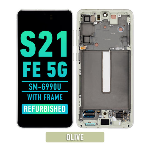 Samsung Galaxy S21 FE 5G OLED Screen Assembly Replacement With Frame (G990U) (NORTH AMERICA VERSION) (Refurbished) (Olive)