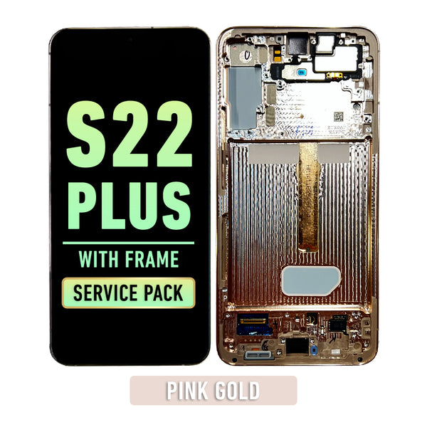 Samsung Galaxy S22 Plus OLED Screen Assembly Replacement With Frame (Service Pack) (Pink Gold)